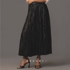 NWT Anthropologie Black Metallic Midi Skirt